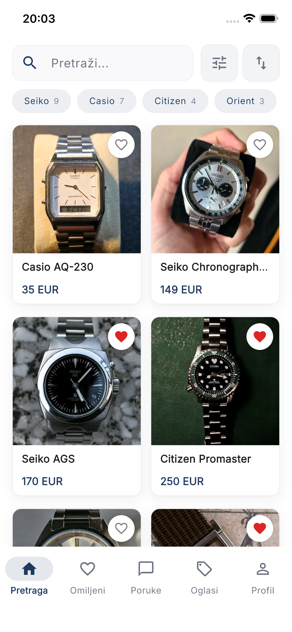 Polovni Satovi aplikacija